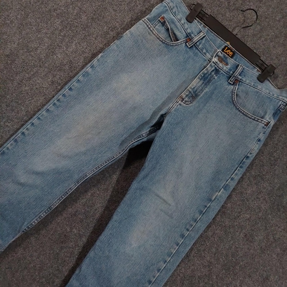 Lee Jeans‎ Mens 34x30 Light Wash Blue Regular Fit Straight Leg Denim Jeans